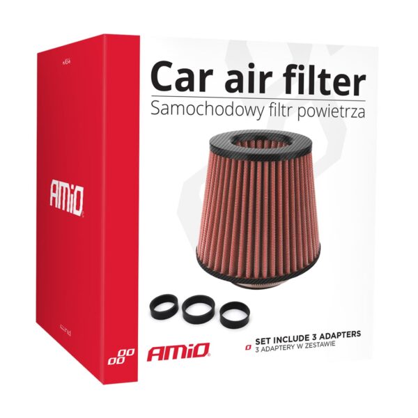 Filtru de aer conic Carbon cu 3 adaptoare - imagine 3