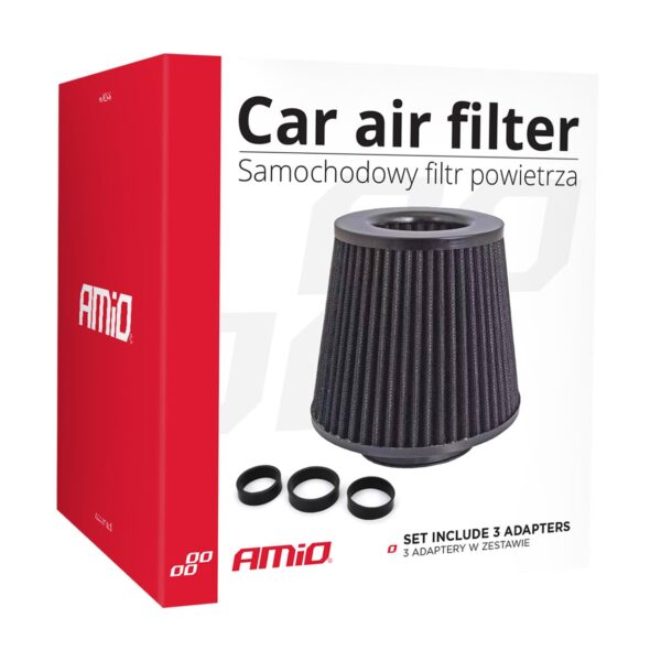 Filtru de aer conic negru cu 3 adaptoare - imagine 3