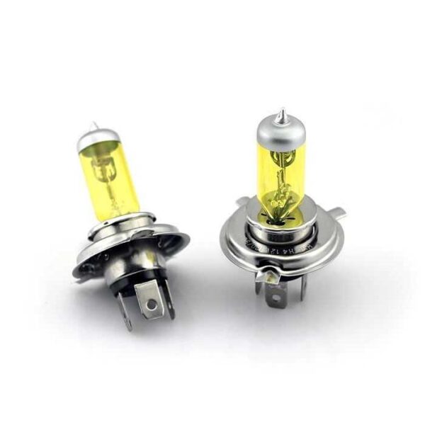 Set 2 becuri H4 (P43) pentru proiectoare de ceata, culoare galbena, 12V, 55W - imagine 2