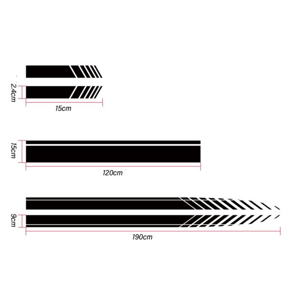 Set 5 stickere autoadezive Tuning, model "Racing Stripes V1", dimensiune 190 cm, culoare Neagra - imagine 3