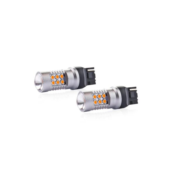 Set becuri auto cu LED CANBUS compatibil W21W T20 24 SMD 6.2W Orange 12/24V, destinat competitiilor auto sau off-road