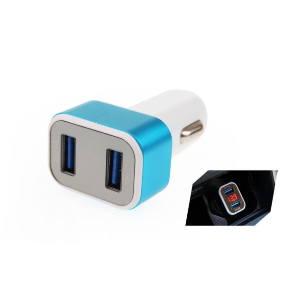 Incarcator auto 2xUSB cu Voltmetru Digital - imagine 2