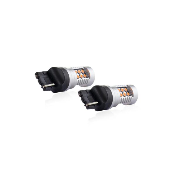 Set becuri auto cu LED CANBUS compatibil W21W T20 24 SMD 6.2W Orange 12/24V, destinat competitiilor auto sau off-road - imagine 2