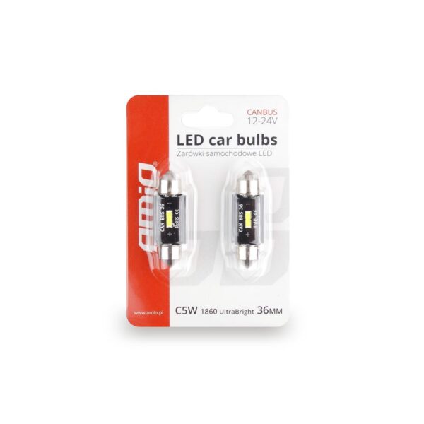 Set becuri auto cu LED CANBUS sofit compatibil C5W 1 SMD 36mm Alb 12/24V, destinat competitiilor auto sau off-road - imagine 2
