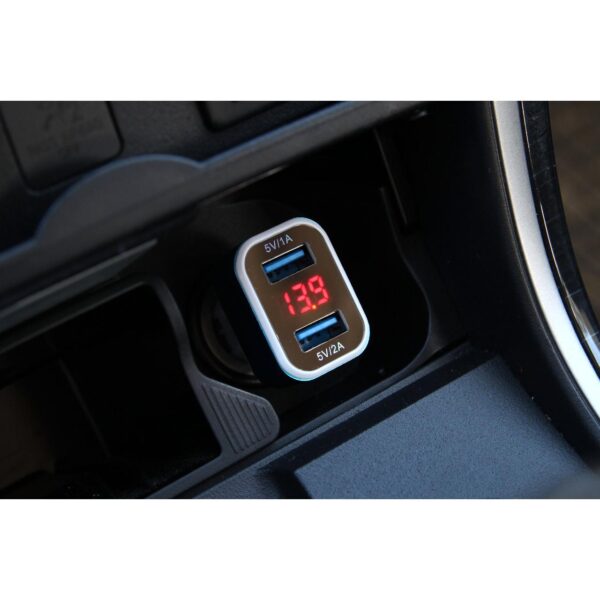 Incarcator auto 2xUSB cu Voltmetru Digital - imagine 4