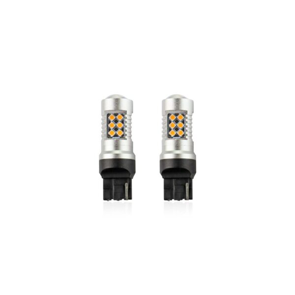 Set becuri auto cu LED CANBUS compatibil W21W T20 24 SMD 6.2W Orange 12/24V, destinat competitiilor auto sau off-road - imagine 3