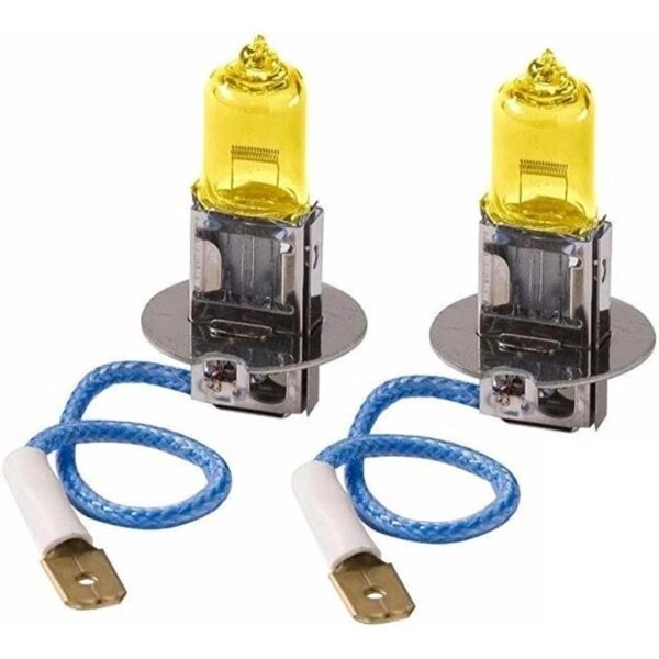 Set 2 becuri H3 pentru proiectoare de ceata, culoare galbena, 12V, 55W - imagine 2