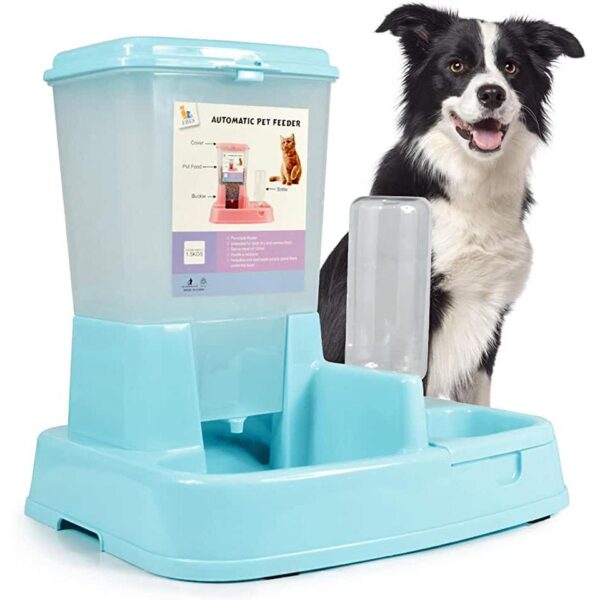 Distribuitor de alimente si apa pentru animale, 2in1, culoare Albastru - imagine 2