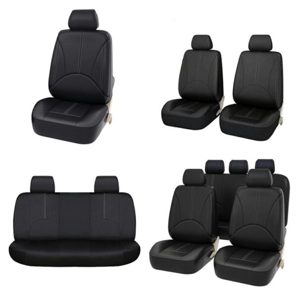 Set 11 huse scaun auto UNIVERSALE din piele ecologica NEGRU AG338E - imagine 5