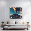 Folie imprimata color pentru decor perete locuinta, dimensiune 125 x 110cm, model: VIEW TO HAVEN 11