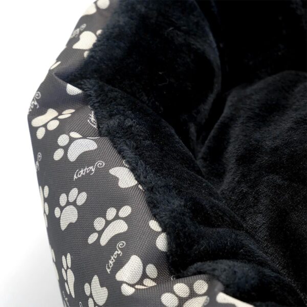 Culcus moale cu perna, pentru caine/pisica, culoare negru, impermeabil, baza antiderapanta, 50 cm - imagine 4