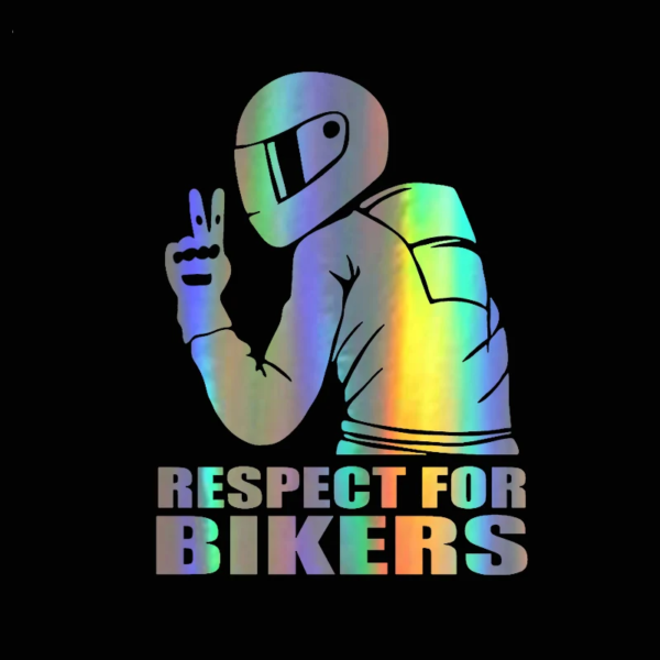 Sticker autoadeziv pentru vehicule Off Road, model "Respect For Bikers", dimensiune 17 x 12 cm, culoare Holografic - imagine 2