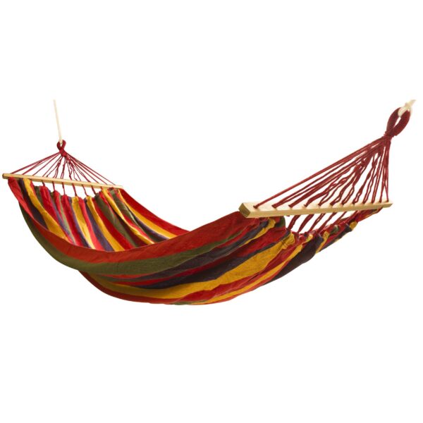 Hamac Multicolor Dublu (2 persoane), 200 x 150 cm, cu bara de 80 cm - ROSU - imagine 4