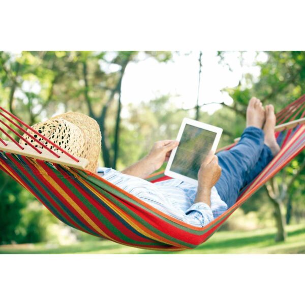 Hamac Multicolor Dublu (2 persoane), 200 x 150 cm, cu bara de 80 cm - ROSU - imagine 7