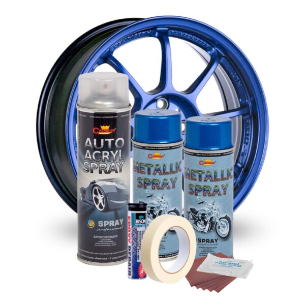 Kit complet reparatie si vopsire jante culoare Albastru Metalizat, V2 - imagine 2