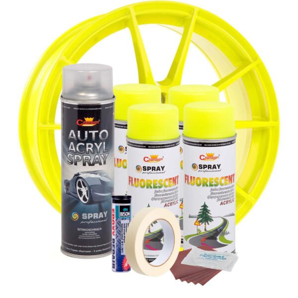Kit complet reparatie si vopsire jante culoare Galben Fluorescent, V4 - imagine 2