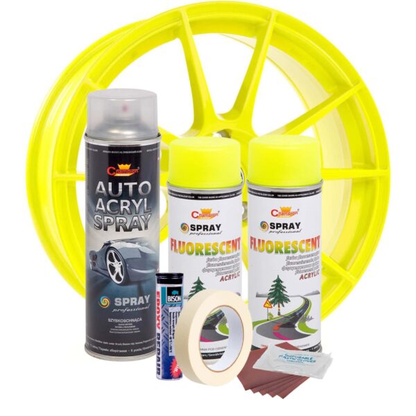 Kit complet reparatie si vopsire jante culoare Galben Fluorescent, V2 - imagine 2