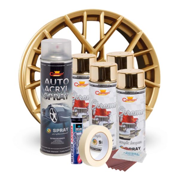 Kit complet reparatie si vopsire jante culoare Auriu Metalic, V4 - imagine 2