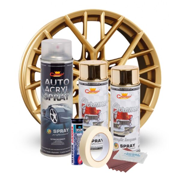 Kit complet reparatie si vopsire jante culoare Auriu Metalic, V2 - imagine 2