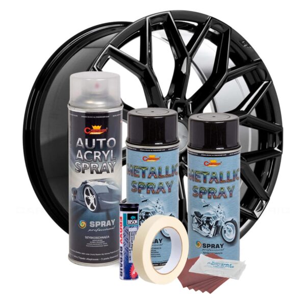 Kit complet reparatie si vopsire jante culoare Negru Metalizat, V2 - imagine 2