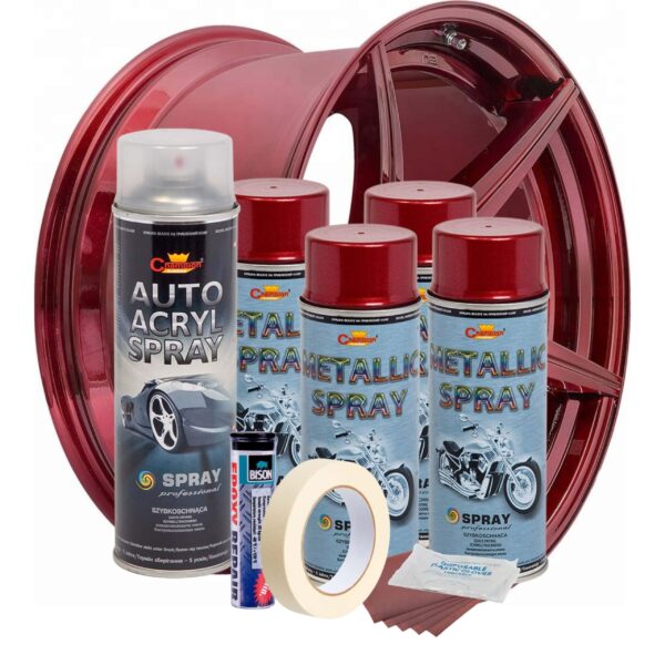 Kit complet reparatie si vopsire jante culoare Rosu Burgundy Metalizat, V4 - imagine 2
