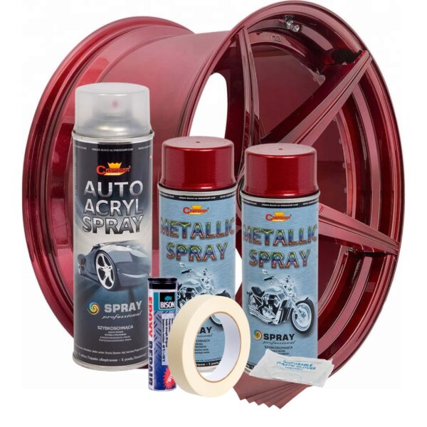 Kit complet reparatie si vopsire jante culoare Rosu Burgundy Metalizat, V2 - imagine 2