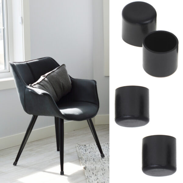 Set 4 buc. protectii anti-zgarieturi picioare scaun, diametru 19mm, culoare neagra - imagine 2