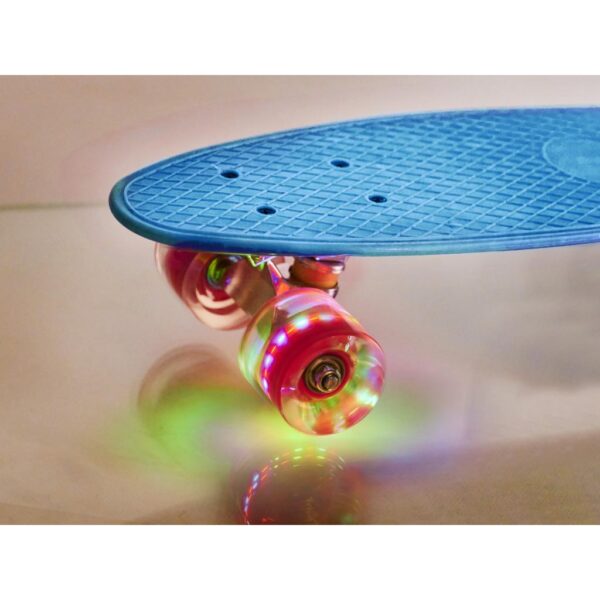 Skateboard Penny Board pentru copii cu roti din cauciuc, iluminate LED, culoare Albastra - imagine 5
