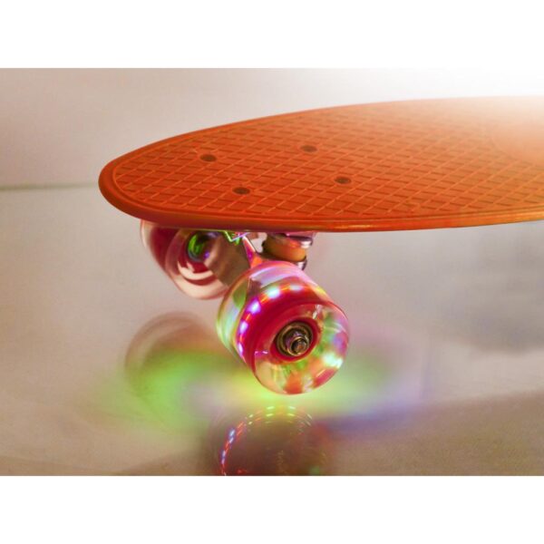 Skateboard Penny Board pentru copii cu roti din cauciuc, iluminate LED, culoare Orange - imagine 5