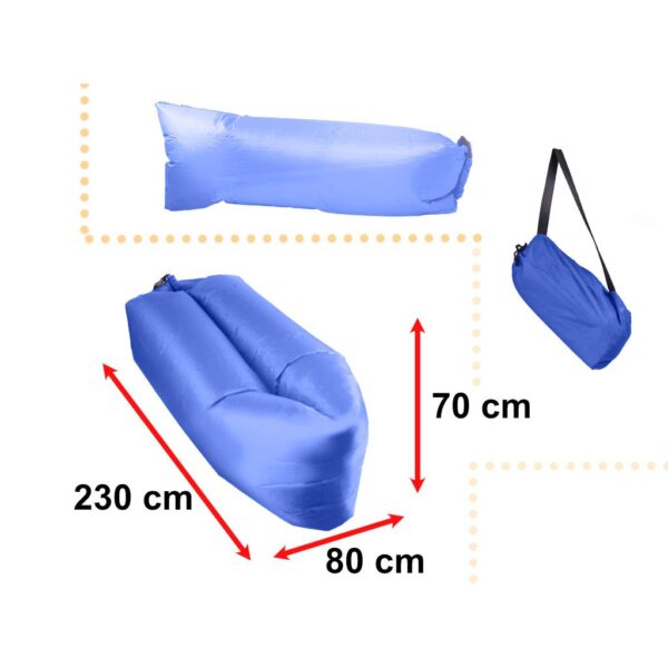 Saltea Autogonflabila "Lazy Bag" tip sezlong, 230 x 70cm, culoare Bleumarin, pentru camping, plaja sau piscina - imagine 3