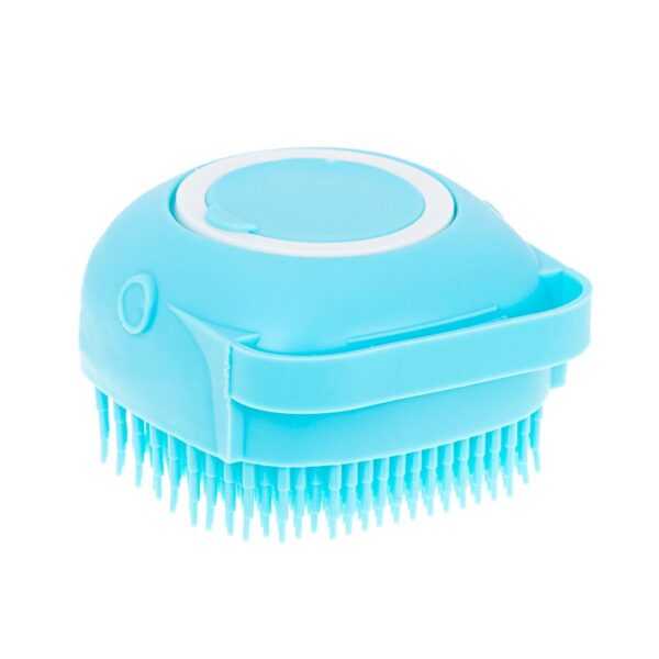Perie din silicon cu dozator de sampon pentru spalare caini sau pisici, 7,5 x 7,5 cm, culoare albastra - imagine 4