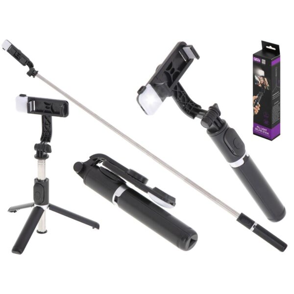 Set 3in1, Selfie Stick cu Lampa LED si Trepied, conectare Bluetooth, alimentare USB - imagine 8