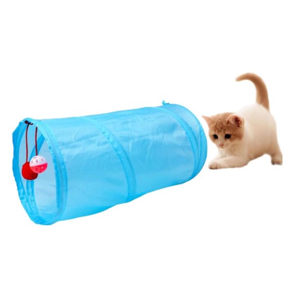 Jucarie pentru pisica de tip Tunel, lungime 50 cm, culoare albastru - imagine 3