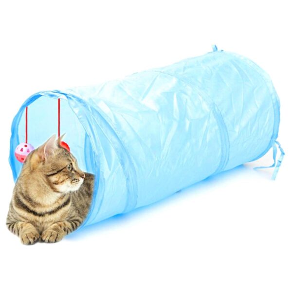 Jucarie pentru pisica de tip Tunel, lungime 50 cm, culoare albastru - imagine 4