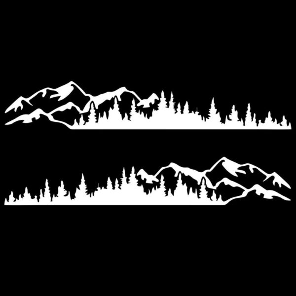 Set 2 stickere autoadezive pentru vehicule Off Road, model "Forest & Mountains", dimensiune 100 x 20 cm, culoare Alba - imagine 3