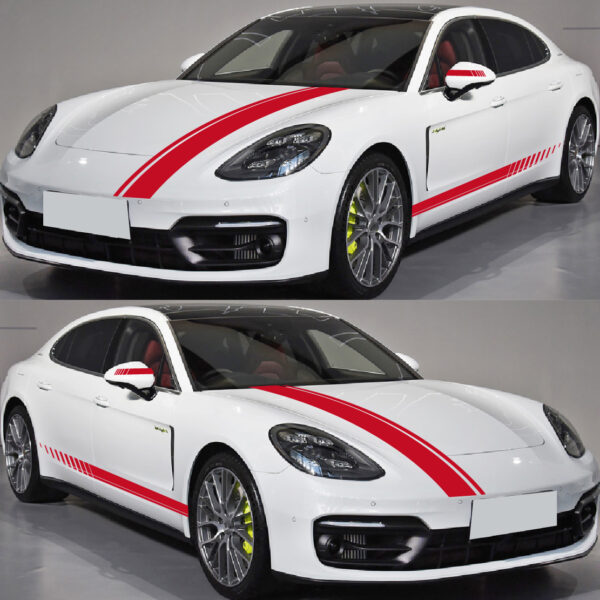 Set 5 stickere autoadezive Tuning, model "Racing Stripes V1", dimensiune 190 cm, culoare Rosie - imagine 2