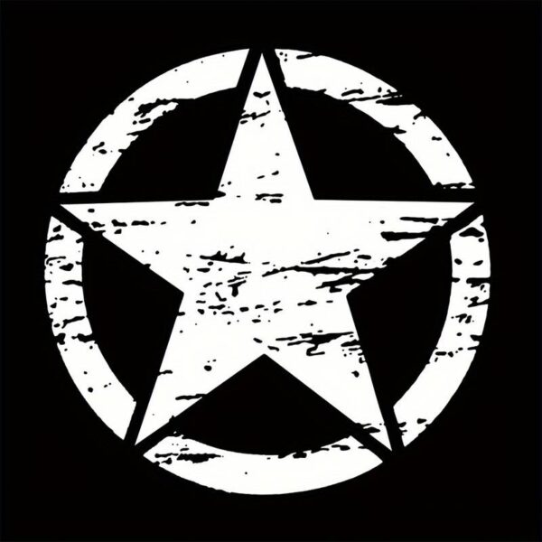 Sticker autoadeziv pentru vehicule Off Road, model "Rusted Army Star", dimensiune 50 x 50 cm, culoare Alba - imagine 2