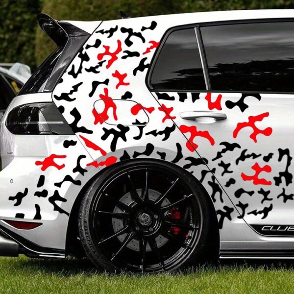 Set 2 stickere autoadezive Tuning in doua culori, model "Paint Stains", dimensiune 97 x 47 cm, culoare Negru + Rosu - imagine 2