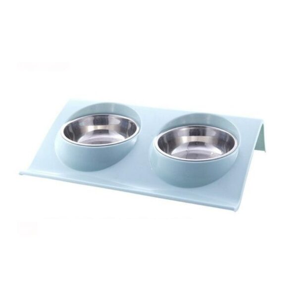 Set 2 buc. castron metalic cu suport pentru hranire animale de companie - imagine 2