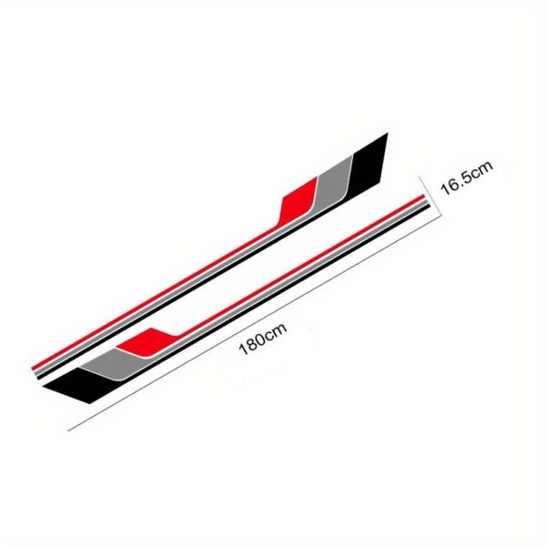 Set 2 stickere autoadezive Tuning, model "Racing Stripes V2", dimensiune 180 x 16,5 cm, culoare Alb + Gri + Rosu - imagine 3