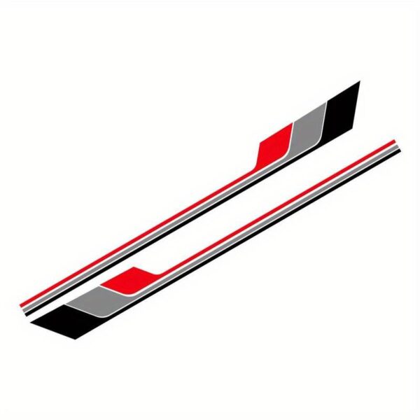 Set 2 stickere autoadezive Tuning, model "Racing Stripes V2", dimensiune 180 x 16,5 cm, culoare Negru + Gri + Rosu - imagine 2