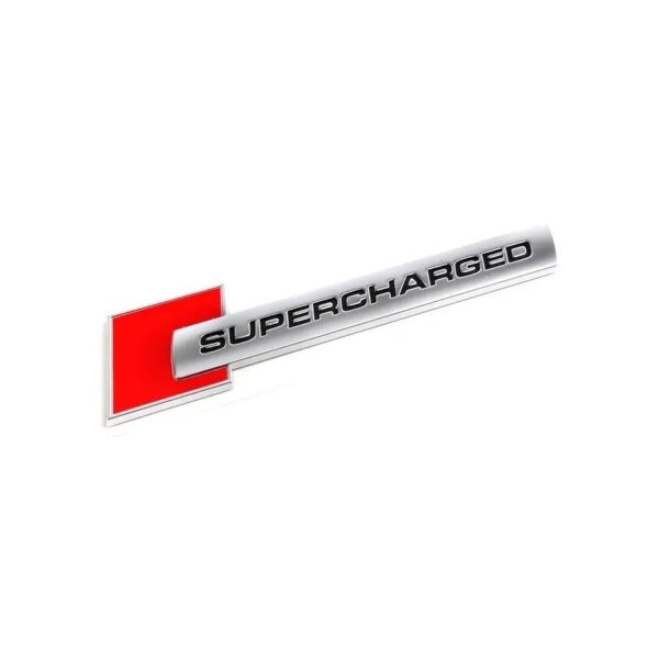 Emblema auto model "SUPERCHARGED", reliefata 3D, dimensiune 10 x 1 cm - imagine 2