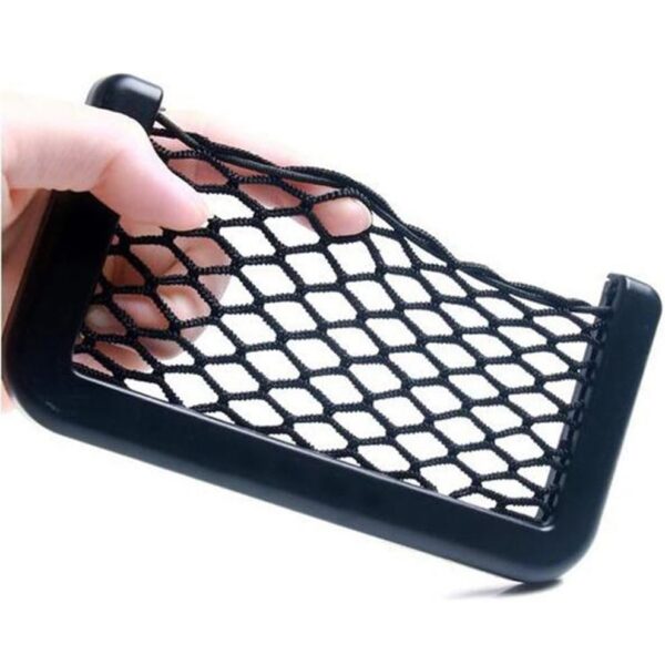Organizator de tip buzunar din plasa elastica cu rama plastic, dimensiune 19,5 x 7,8 cm, culoare neagra - imagine 6