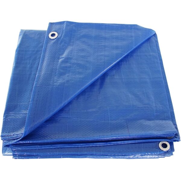 Prelata Impermeabila cu ochiuri metalice de prindere, dimensiune 4,0m x 5,0m, densitate 80g/m2, culoare albastra - imagine 5