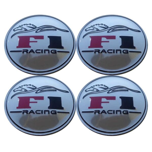 Set 4 buc. ornament central janta, model "F1 Chrome", diametru 5cm - imagine 2