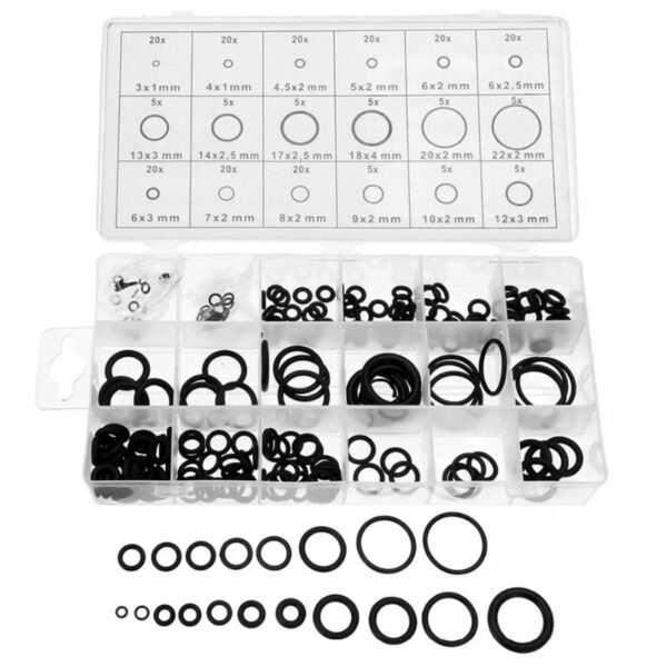 Set 225 de garnituri din cauciuc "O-Ring" rezistente la ulei, 18 tipuri/dimensiuni - imagine 2