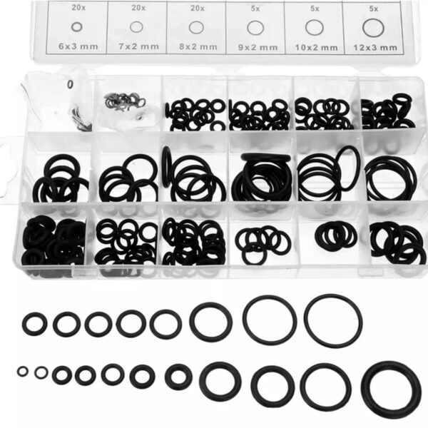 Set 225 de garnituri din cauciuc "O-Ring" rezistente la ulei, 18 tipuri/dimensiuni - imagine 3
