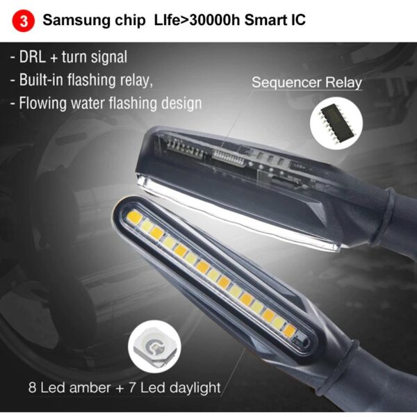 Set 2 lampi Semnalizare Moto SECVENTIALA, cu 2 functii, pozitie si semnalizare, AVX-ZD59B - imagine 6