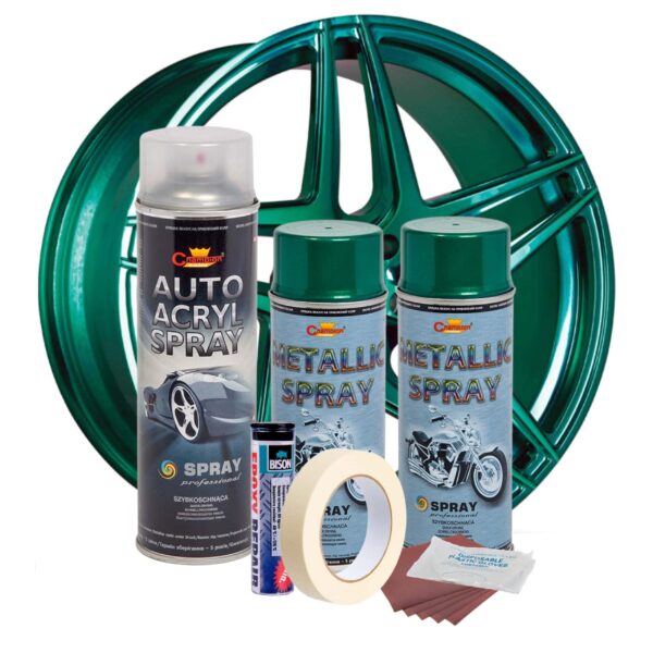 Kit complet reparatie si vopsire jante culoare Verde Metalizat, V2 - imagine 2
