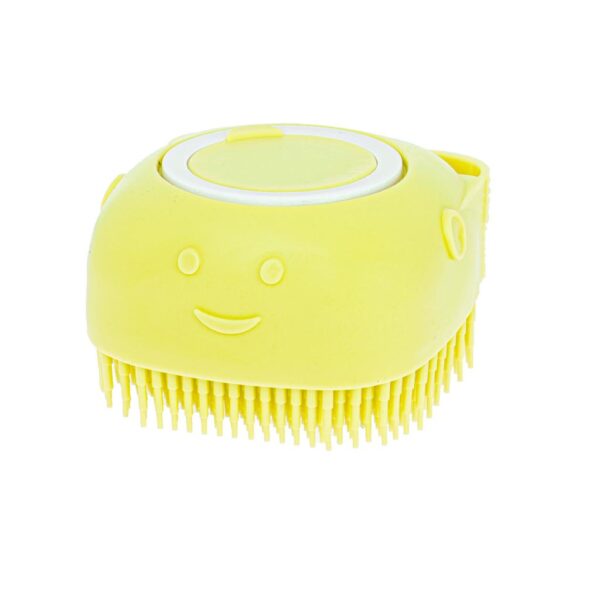 Perie din silicon cu dozator de sampon pentru spalare caini sau pisici, 7,5 x 7,5 cm, culoare galben - imagine 6